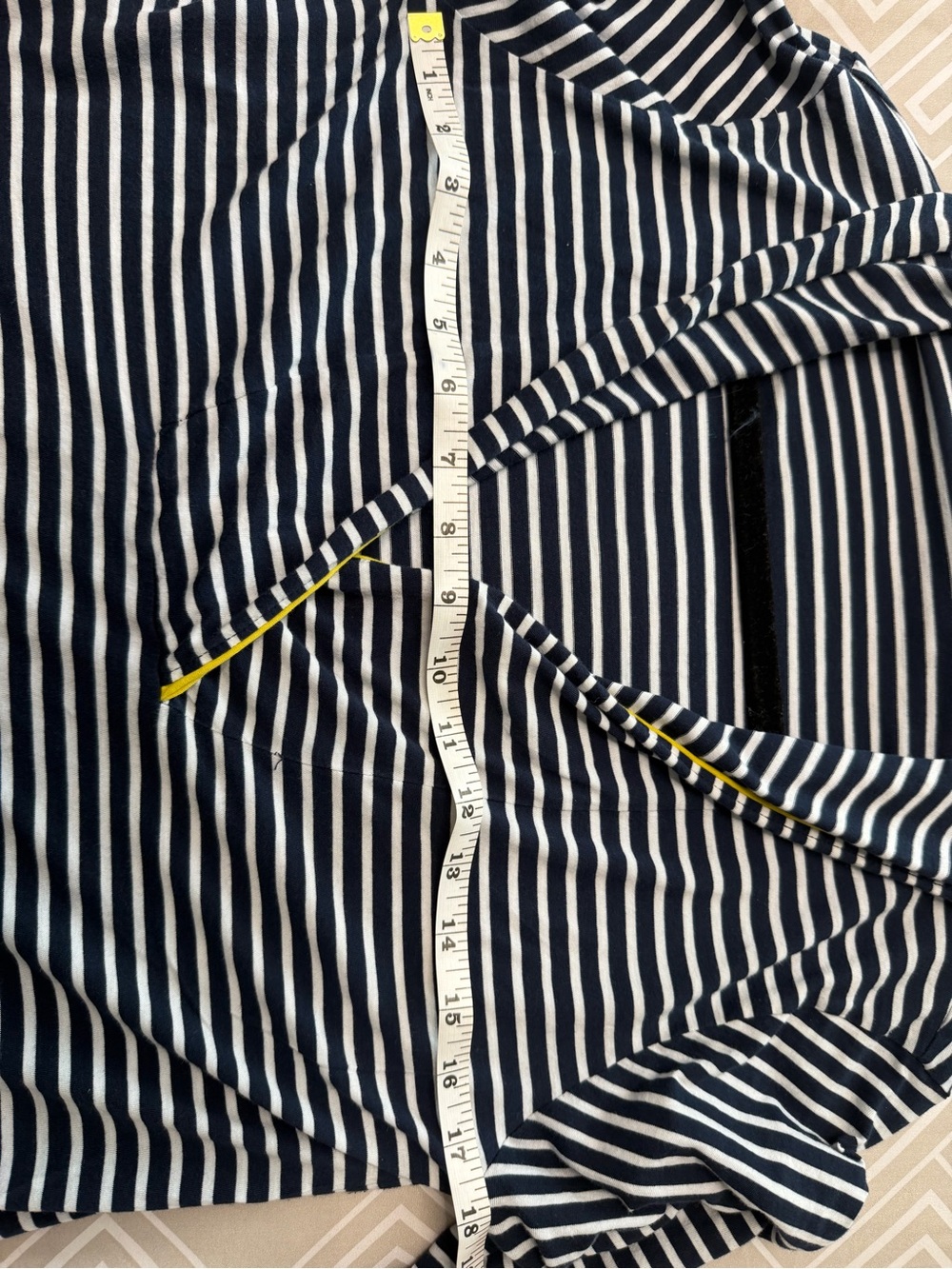 Lilla P Navy and White Striped Hooded Pullover with Yellow Trim - Picture 4 of 7